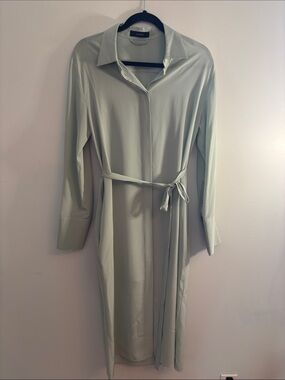 Joseph Dold long sleeve silk green dress